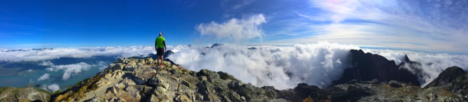 The view over the inversion from the summit of Golden Ears.