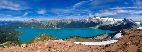 Looking over Garibaldi Provincial Park and Lake from the summit of Mount Price